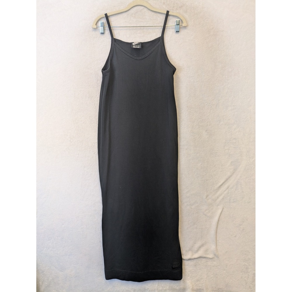 Nike Womens Black Spaghetti Strap V-Neck Maxi Bodycon Dress Sporty